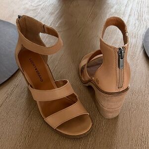Lucky Brand Tan Strappy Block Heel Sandals
